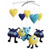 Blue Yellow Hearts Cartoon Monster Baby Musical Crib Toys Sweet Dreams Crib Mobile Halloween Decor