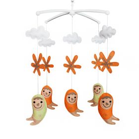 Cute Elf Orange Baby Crib Mobile Musical Crib Mobile Toy Gift Halloween Decor