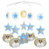 Cute Grey Bears Stars Baby Crib Mobile Handmade Non-Woven Musical Mobile Crib Toy Nursery Room Decor